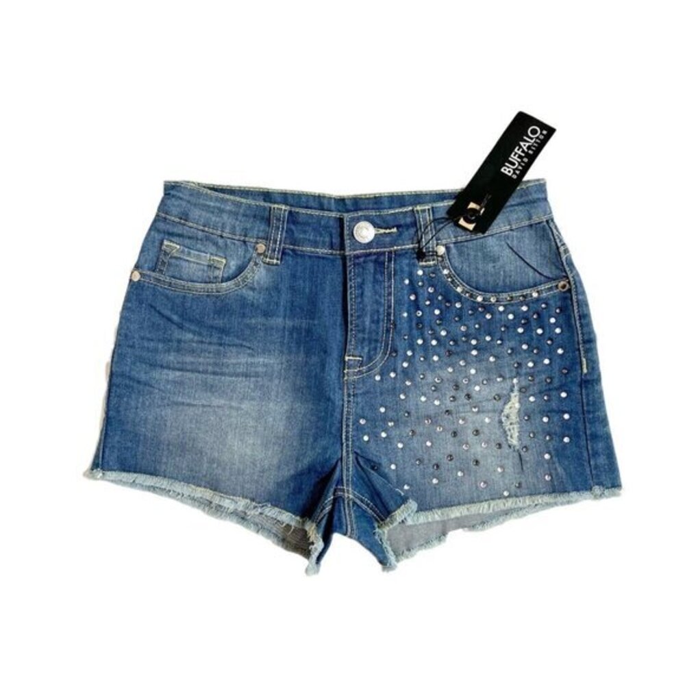 Buffalo David Bitton Panama Cut Off Denim Jean Shorts Embellished SZ 25 NWT